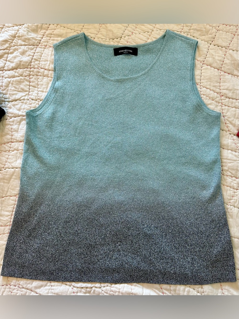 Jones New York Woman Seafoam Blue Knit Ombré Sleeveless Tank Top